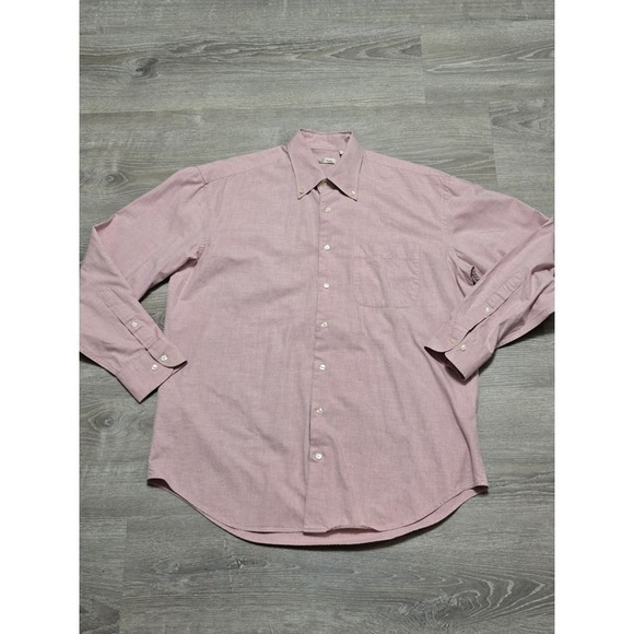 Peter Millar‎ Men's Pink Cotton Long Sleeve Button-Up Down Dress Shirt Size L - Picture 1 of 9